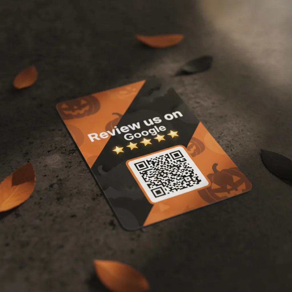 Halloween themed review card design